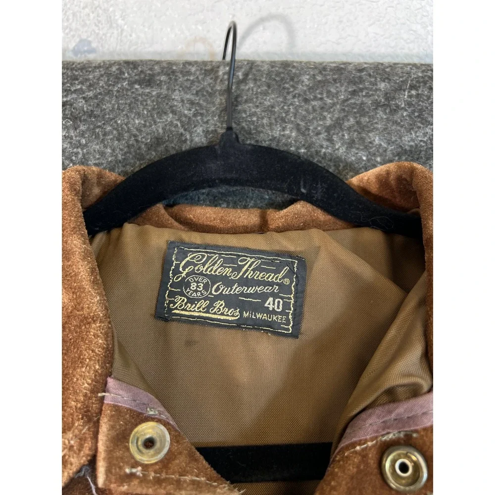 Vintage Golden Thread Brill Bros Brown Suede Fringe Western Jacket Mens 40